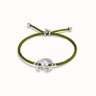 Pulsera de hilo verde oscuro con perla shell fornitura ba&ntilde;ada en plata de ley